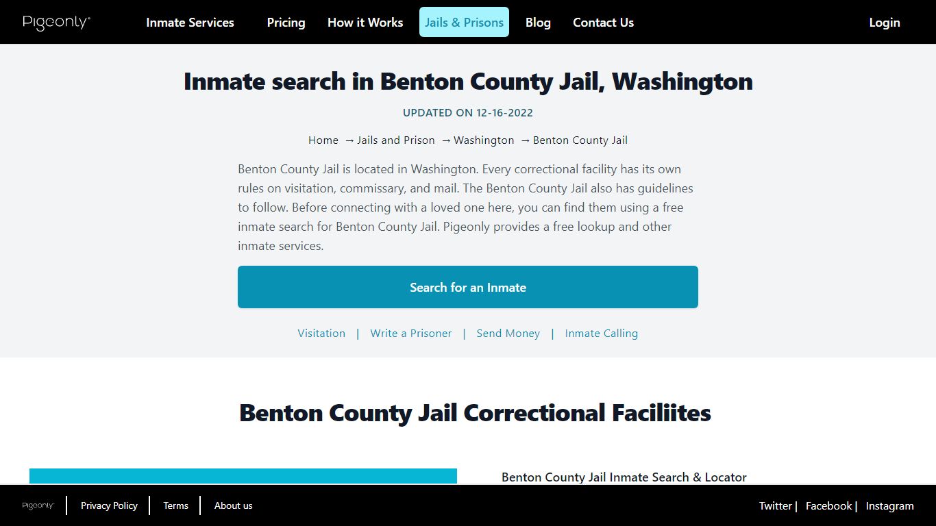 Inmate Search Benton County Jail, Washington | Pigeonly